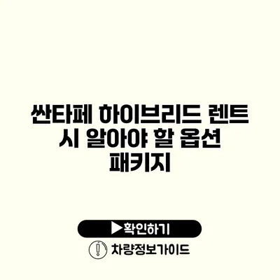 싼타페 하이브리드 렌트 시 알아야 할 옵션 패키지