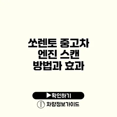 쏘렌토 중고차 엔진 스캔 방법과 효과