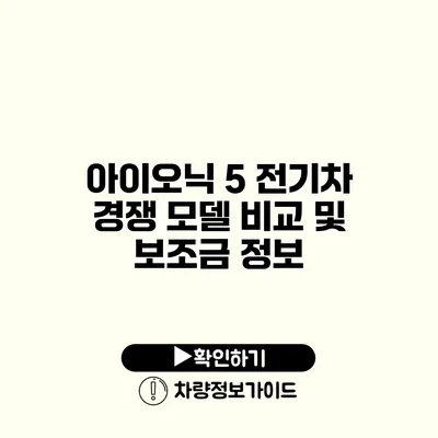 아이오닉 5 전기차 경쟁 모델 비교 및 보조금 정보