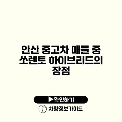 안산 중고차 매물 중 쏘렌토 하이브리드의 장점