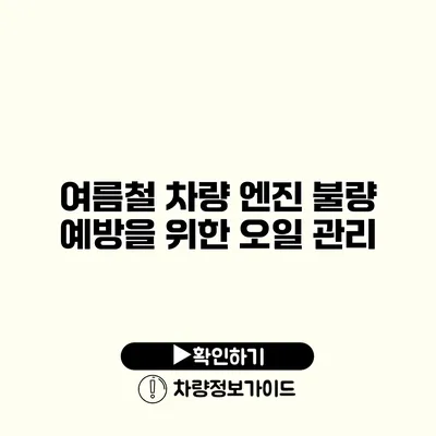 여름철 차량 엔진 불량 예방을 위한 오일 관리