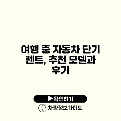 여행 중 자동차 단기 렌트, 추천 모델과 후기