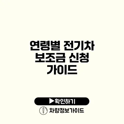 연령별 전기차 보조금 신청 가이드