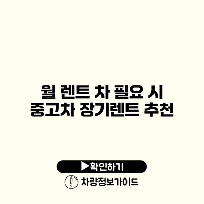 월 렌트 차 필요 시 중고차 장기렌트 추천