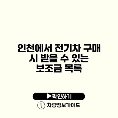 인천에서 전기차 구매 시 받을 수 있는 보조금 목록