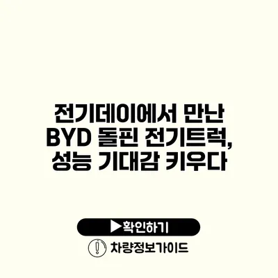 전기데이에서 만난 BYD 돌핀 전기트럭, 성능 기대감 키우다