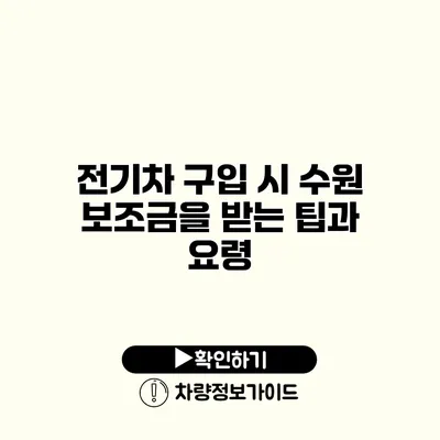 전기차 구입 시 수원 보조금을 받는 팁과 요령