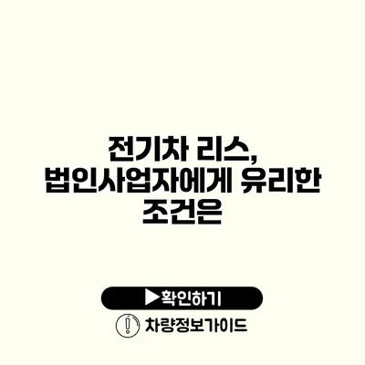 전기차 리스, 법인사업자에게 유리한 조건은?