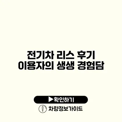 전기차 리스 후기 이용자의 생생 경험담