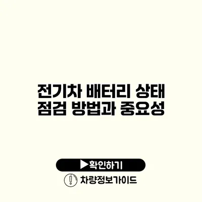 전기차 배터리 상태 점검 방법과 중요성