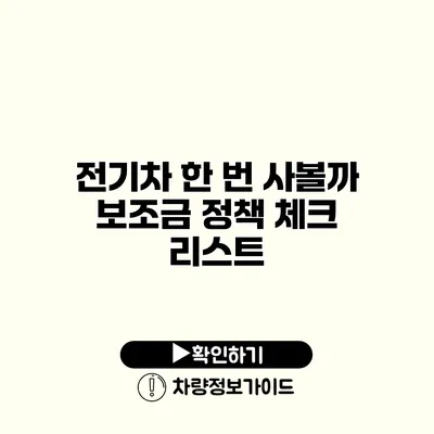 전기차 한 번 사볼까? 보조금 정책 체크 리스트