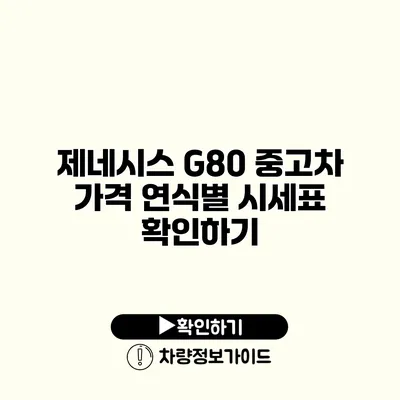 제네시스 G80 중고차 가격 연식별 시세표 확인하기