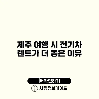 제주 여행 시 전기차 렌트가 더 좋은 이유