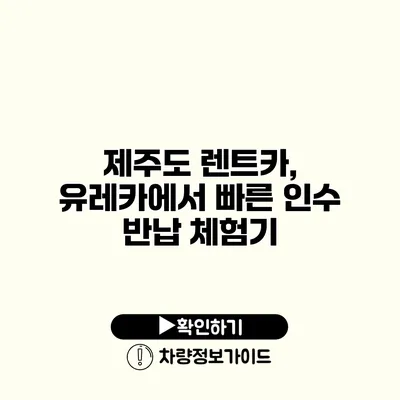 제주도 렌트카, 유레카에서 빠른 인수 반납 체험기