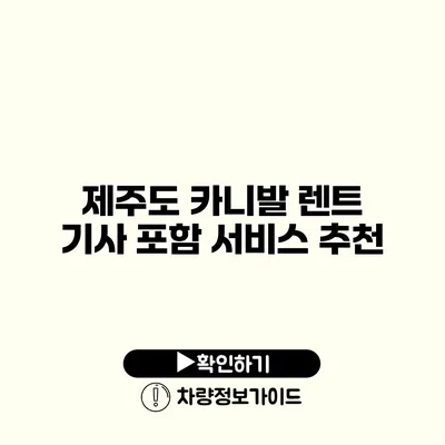 제주도 카니발 렌트 기사 포함 서비스 추천