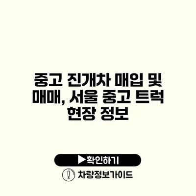 중고 진개차 매입 및 매매, 서울 중고 트럭 현장 정보