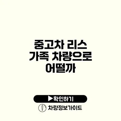 중고차 리스 가족 차량으로 어떨까?