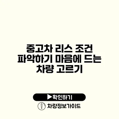 중고차 리스 조건 파악하기 마음에 드는 차량 고르기