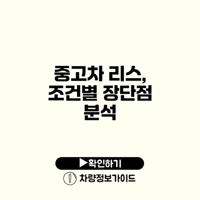 중고차 리스, 조건별 장단점 분석