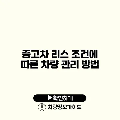 중고차 리스 조건에 따른 차량 관리 방법