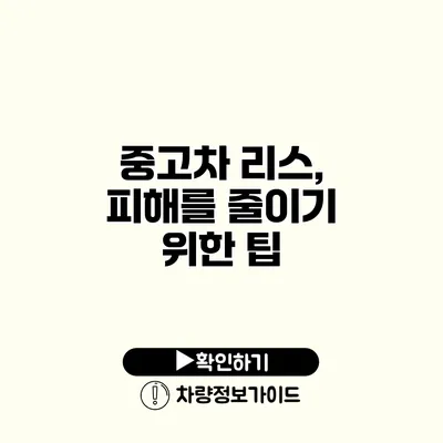 중고차 리스, 피해를 줄이기 위한 팁