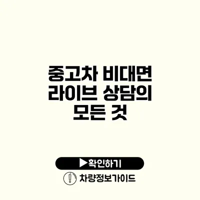 중고차 비대면 라이브 상담의 모든 것