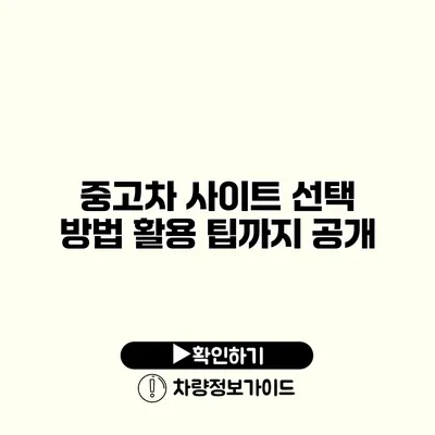 중고차 사이트 선택 방법 활용 팁까지 공개