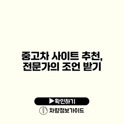 중고차 사이트 추천, 전문가의 조언 받기