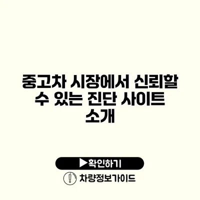 중고차 시장에서 신뢰할 수 있는 진단 사이트 소개