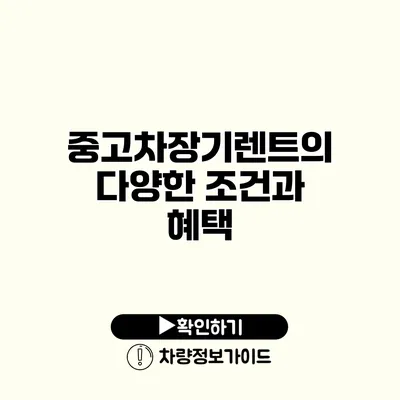 중고차장기렌트의 다양한 조건과 혜택