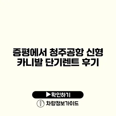 증평에서 청주공항 신형 카니발 단기렌트 후기