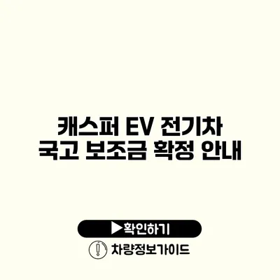 캐스퍼 EV 전기차 국고 보조금 확정 안내