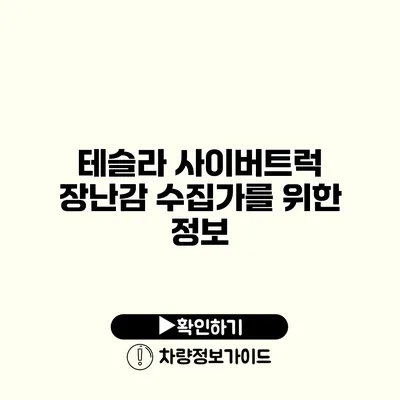 테슬라 사이버트럭 장난감 수집가를 위한 정보