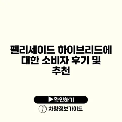 펠리세이드 하이브리드에 대한 소비자 후기 및 추천