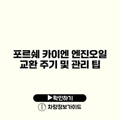 포르쉐 카이엔 엔진오일 교환 주기 및 관리 팁