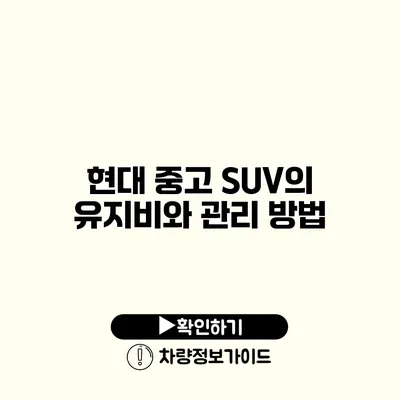 현대 중고 SUV의 유지비와 관리 방법