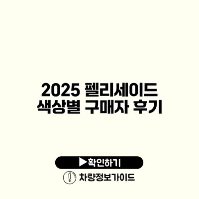 2025 펠리세이드 색상별 구매자 후기