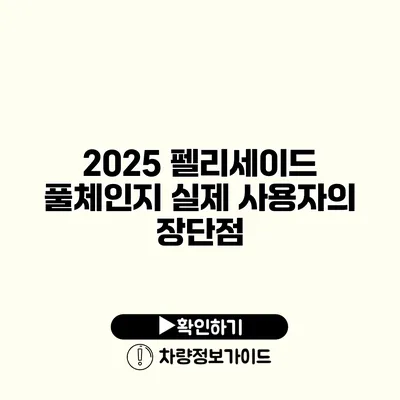 2025 펠리세이드 풀체인지 실제 사용자의 장단점