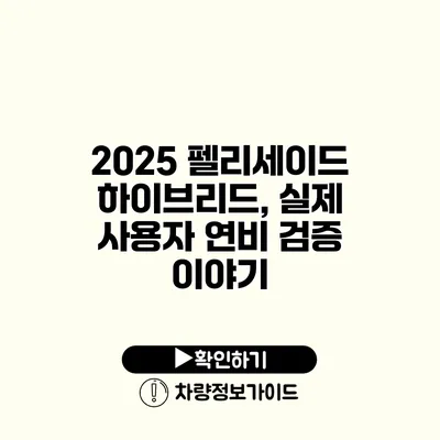 2025 펠리세이드 하이브리드, 실제 사용자 연비 검증 이야기