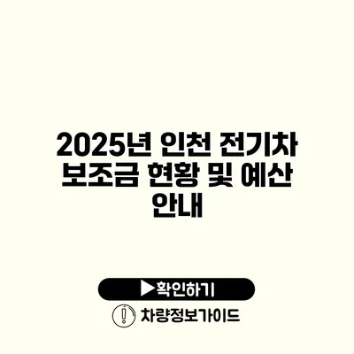 2025년 인천 전기차 보조금 현황 및 예산 안내