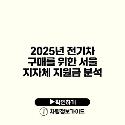 2025년 전기차 구매를 위한 서울 지자체 지원금 분석