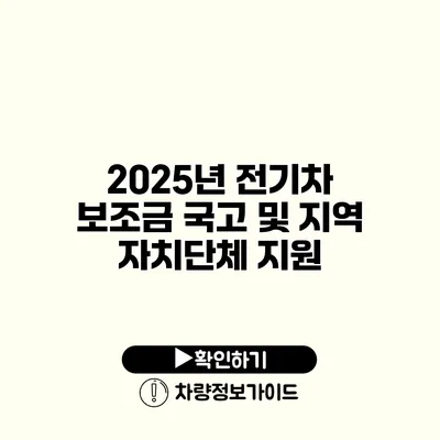 2025년 전기차 보조금 국고 및 지역 자치단체 지원