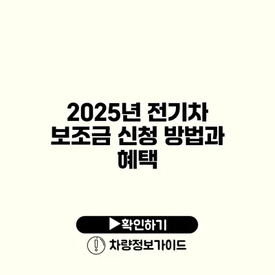 2025년 전기차 보조금 신청 방법과 혜택
