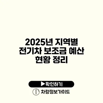 2025년 지역별 전기차 보조금 예산 현황 정리