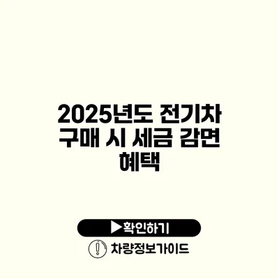 2025년도 전기차 구매 시 세금 감면 혜택