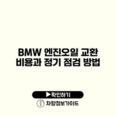 BMW 엔진오일 교환 비용과 정기 점검 방법