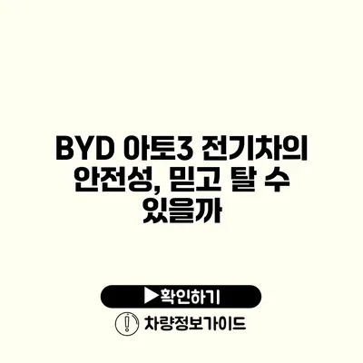 BYD 아토3 전기차의 안전성, 믿고 탈 수 있을까?