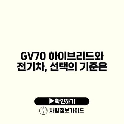 GV70 하이브리드와 전기차, 선택의 기준은? GV70 하이브리드와 전기차, 선택의 기준은?