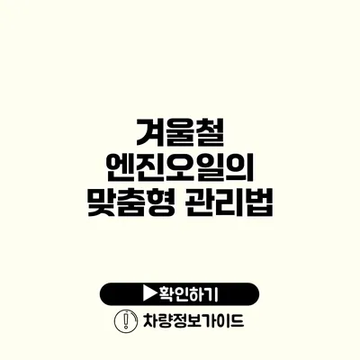 겨울철 엔진오일의 맞춤형 관리법