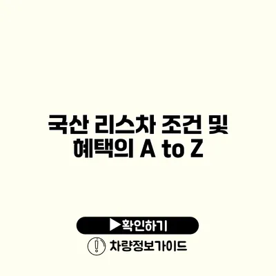 국산 리스차 조건 및 혜택의 A to Z